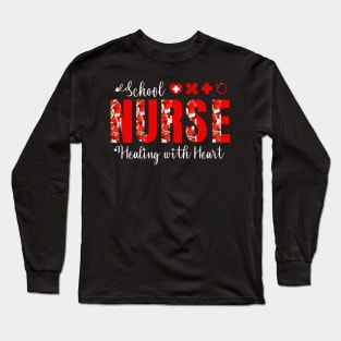 School Nurses Healing with Heart Long Sleeve T-Shirt